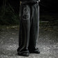 Oversized washed black oversize flared sweatpants embroidery gothic graphic — EXPND
