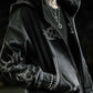 Shroud zip up hoodie oversized cropped boxy washed black embroidered — EXPND